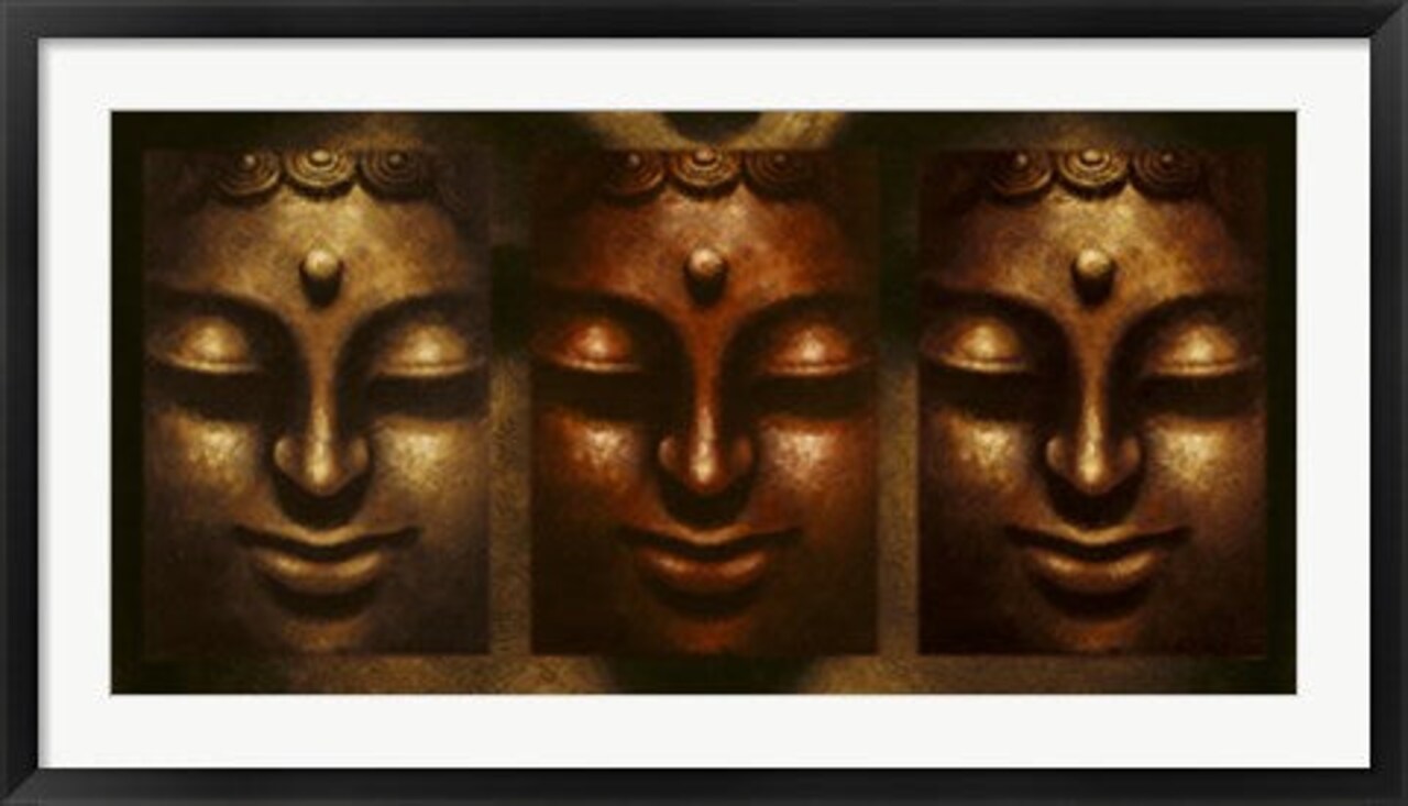 Framed Art Buddha in Three Lights by Mahayana 19 3/4 x 39 1/2
